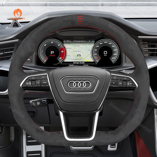 Mewant® Alcantara Car Steering Wheel Cover for Audi A6 A7 S6 S7 RS6 RS7 E-Tron E-Tron S E-tron GT RS E-tron GT