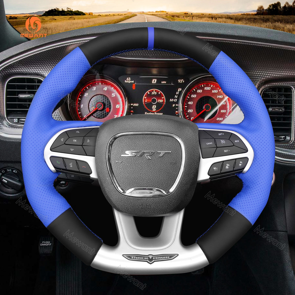 Mewant Car Steering Wheel Cover for Dodge Challenger (SRT) Charger (SRT) Durango (SRT)