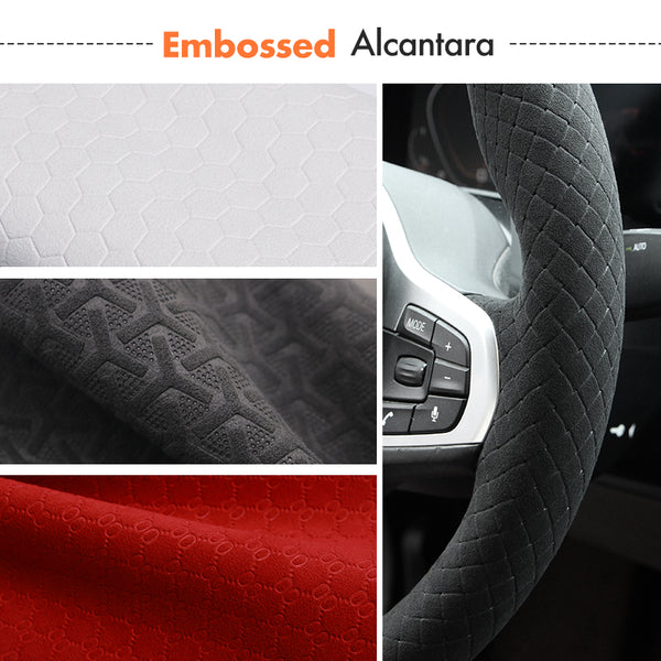 Mewant® Alcantara Car Steering Wheel Cover for Ford Focus ST 2015-2018 Focus RS 2016-2018 Ecosport ST-Line 2017-2023 Kuga ST-Line 2019