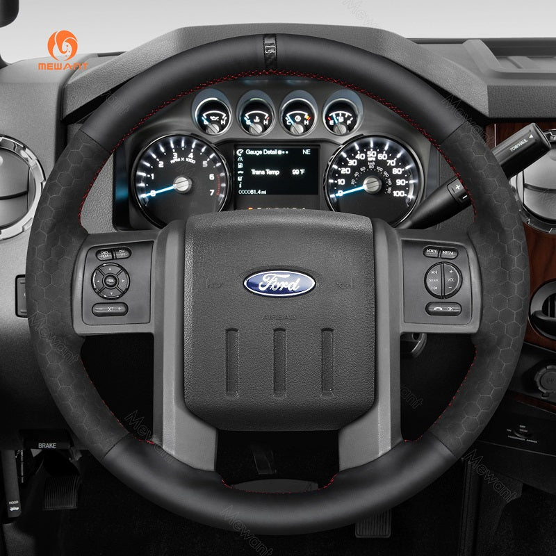 Mewant Leather Car Steering Wheel for Ford F-250 F-350 Expedition 2007-2014