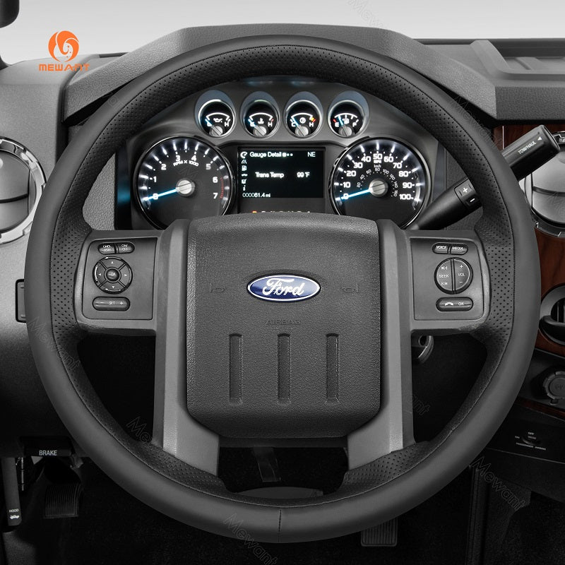 Mewant Leather Car Steering Wheel for Ford F-250 F-350 Expedition 2007-2014