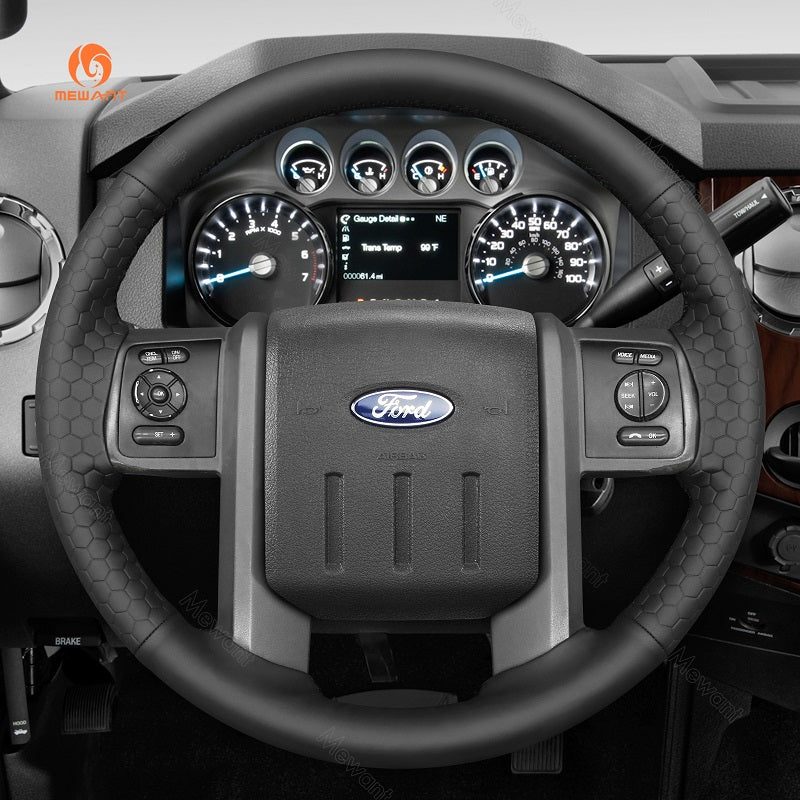 Mewant Leather Car Steering Wheel for Ford F-250 F-350 Expedition 2007-2014
