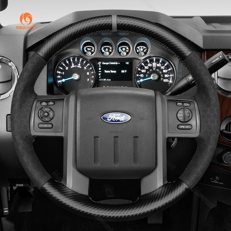 Mewant Leather Car Steering Wheel for Ford F-250 F-350 Expedition 2007-2014