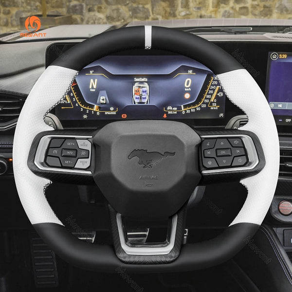 Mewant Alcantara Car Steering Wheel Cover for Ford Mustang 2024