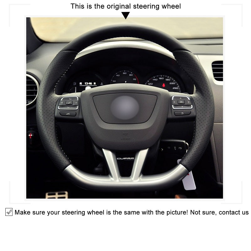 Mewant® Alcantara Car Steering Wheel Cover for Seat Leon 2009-2012
