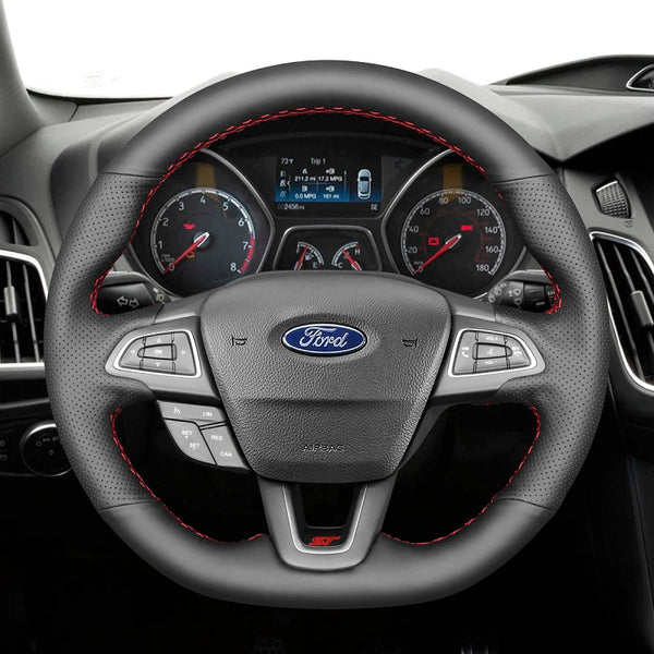 Mewant® Alcantara Car Steering Wheel Cover for Ford Focus ST 2015-2018 Focus RS 2016-2018 Ecosport ST-Line 2017-2023 Kuga ST-Line 2019