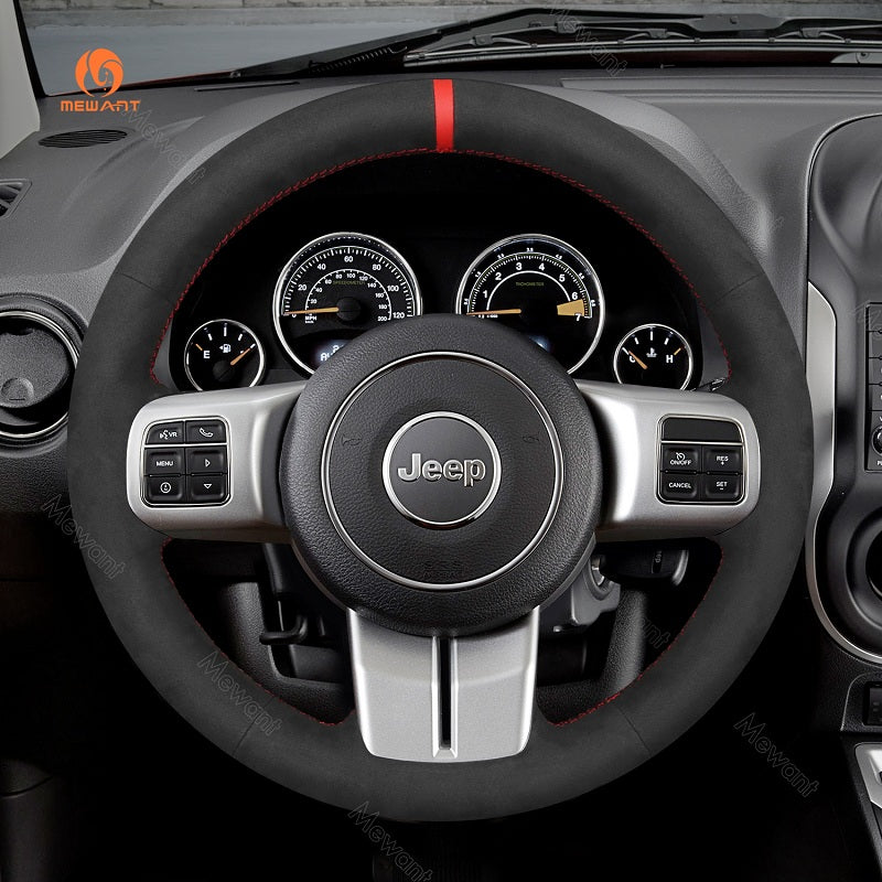 Mewant® Alcantara Car Steering Wheel Cover for Jeep Compass I(MK49) Grand Cherokee IV(WK2 Liberty 2011-2012 Patriot 2011-2017) Wrangler (JK) 2011-2018