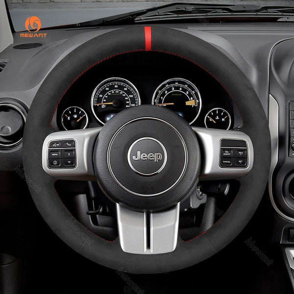 Mewant® Alcantara Car Steering Wheel Cover for Jeep Compass I(MK49) Grand Cherokee IV(WK2 Liberty 2011-2012 Patriot 2011-2017) Wrangler (JK) 2011-2018