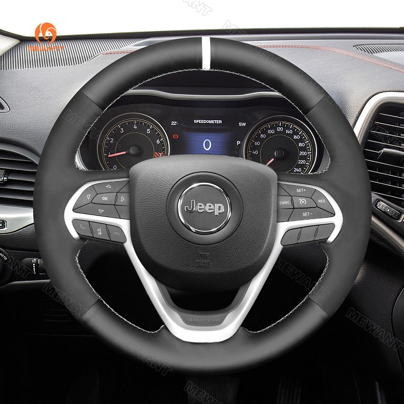 Mewant® Alcantara Car Steering Wheel Cover for Jeep Cherokee V(KL) Grand Cherokee IV(WK2) Grand Cherokee (WK)