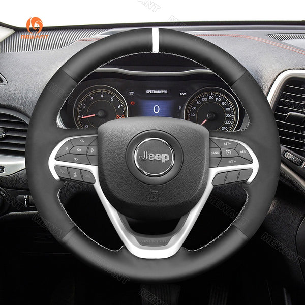 Mewant® Alcantara Car Steering Wheel Cover for Jeep Cherokee V(KL) Grand Cherokee IV(WK2) Grand Cherokee (WK)