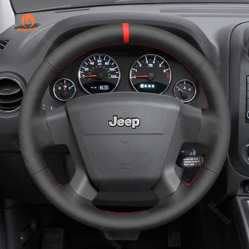 Mewant® Alcantara Car Steering Wheel Cover for Jeep Compass I(MK49) 2007-2010 Patriot 2007-2011
