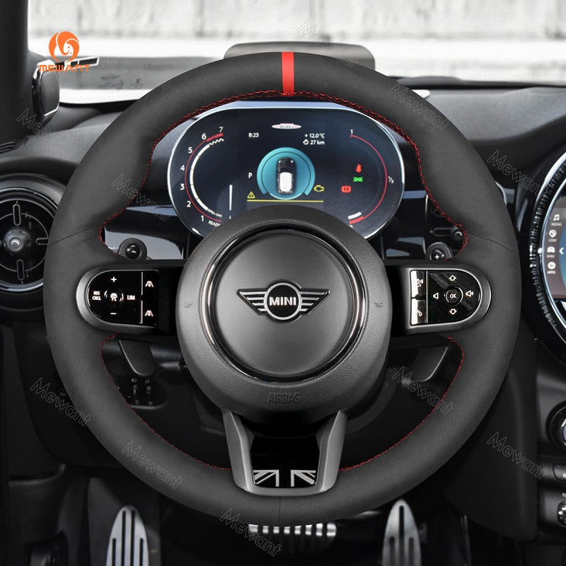 Mewant® Alcantara Car Steering Wheel Cover for Mini Clubman 2022-2023 Convertible Countryman Hardtop Hatchback Electric Hatch