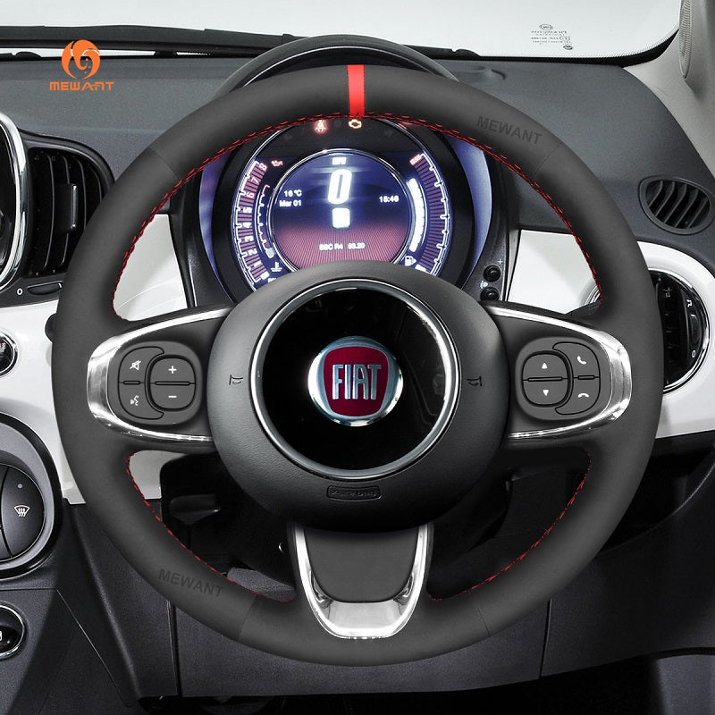 Mewant® Alcantara Car Steering Wheel Cover for Fiat 500 2015-2021 / 500C 2016-2021