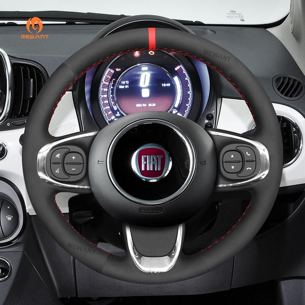 Mewant® Alcantara Car Steering Wheel Cover for Fiat 500 2015-2021 / 500C 2016-2021