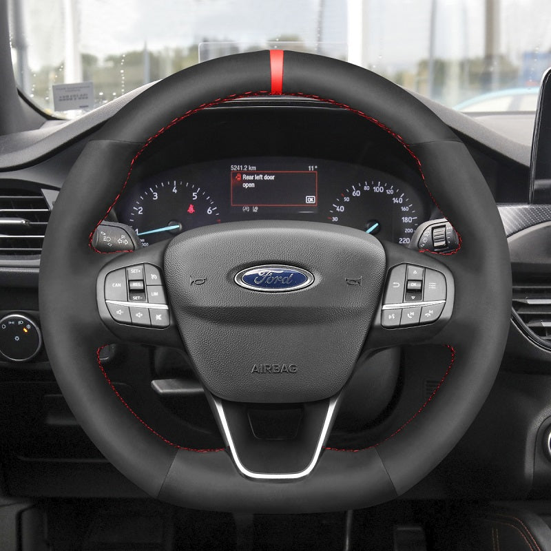 Mewant® Alcantara Car Steering Wheel Cover for Ford Focus ST ST-Line Kuga ST-Line Puma ST-Line Fiesta ST-Line ST