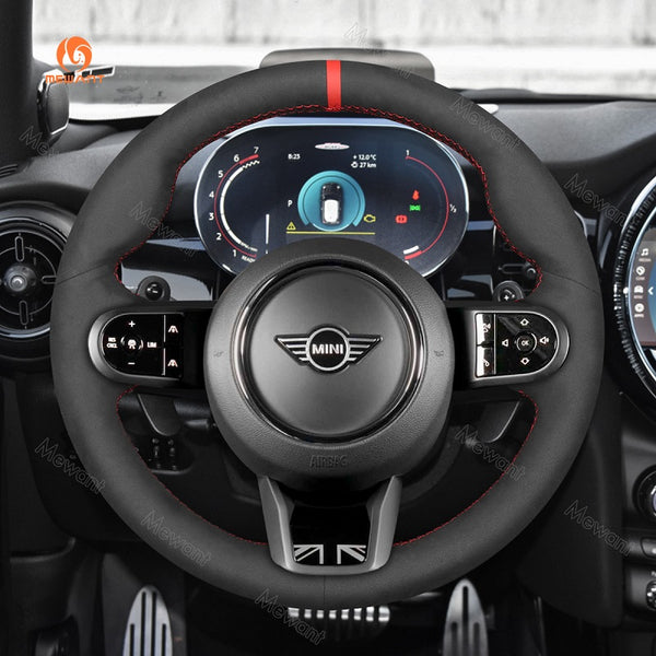 Mewant® Alcantara Car Steering Wheel Cover for Mini Clubman 2022-2023 Convertible Countryman Hardtop Hatchback Electric Hatch