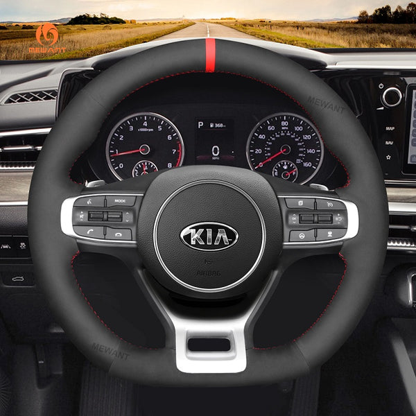 Mewant® Alcantara Car Steering Wheel Cover for Kia Sportage 2022-2023 / K5 (GT/GT-Line) 2021-2022