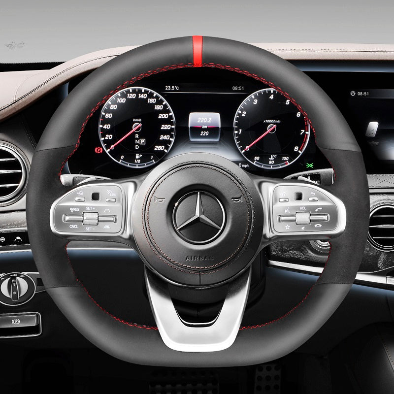 Mewant® Alcantara Auto-Lenkradbezug für Mercedes-Benz ABC CLA CLS GLA CLC Klasse AMG AMG-Line