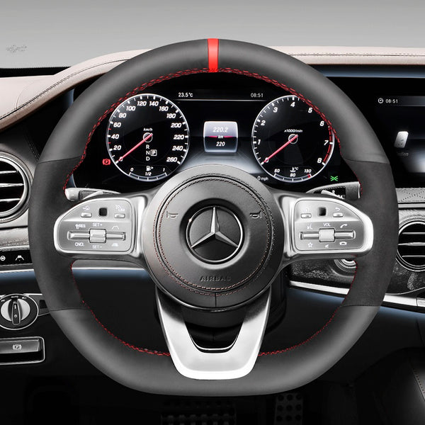 Mewant® Alcantara Auto-Lenkradbezug für Mercedes-Benz ABC CLA CLS GLA CLC Klasse AMG AMG-Line