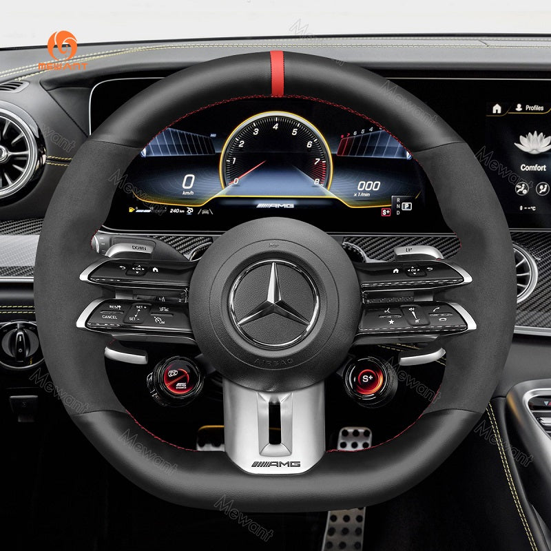 Mewant® Alcantara Car Steering Wheel Cover for Mercedes-Benz AMG GT C190/R190 E53 / E63S W213 EQE V295 SL55 SL63 R232