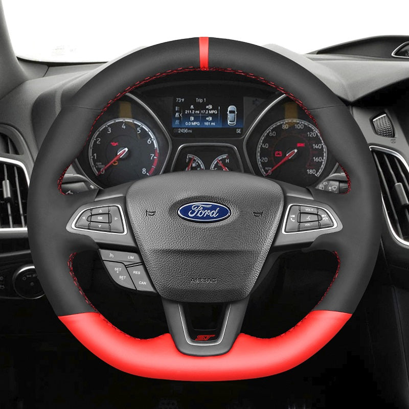 Mewant® Alcantara Car Steering Wheel Cover for Ford Focus ST 2015-2018 Focus RS 2016-2018 Ecosport ST-Line 2017-2023 Kuga ST-Line 2019