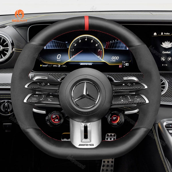 Mewant® Alcantara Car Steering Wheel Cover for Mercedes-Benz AMG GT C190/R190 E53 / E63S W213 EQE V295 SL55 SL63 R232