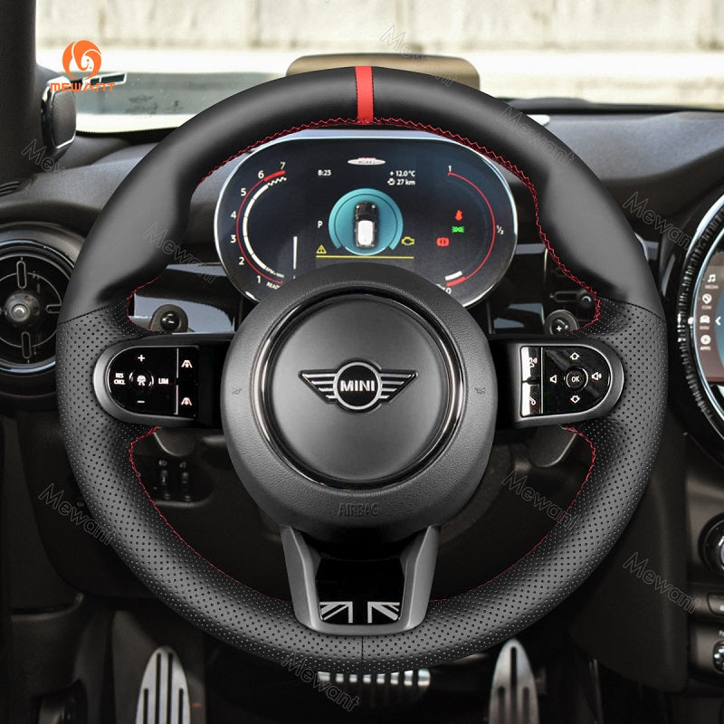 Mewant® Alcantara Car Steering Wheel Cover for Mini Clubman 2022-2023 Convertible Countryman Hardtop Hatchback Electric Hatch