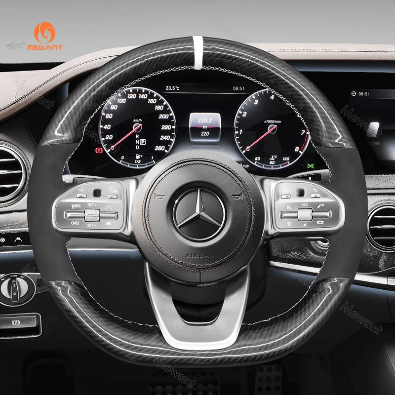 Mewant® Alcantara Auto-Lenkradbezug für Mercedes-Benz ABC CLA CLS GLA CLC Klasse AMG AMG-Line