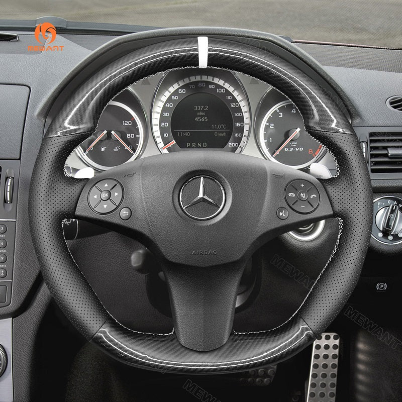 Mewant® Alcantara Car Steering Wheel Cover for AMG C63 W204 CLS-Class C219 CLS 63 AMG C219 E 63 AMG W212 AMG SL 63 R230 SLS AMG C197 R197