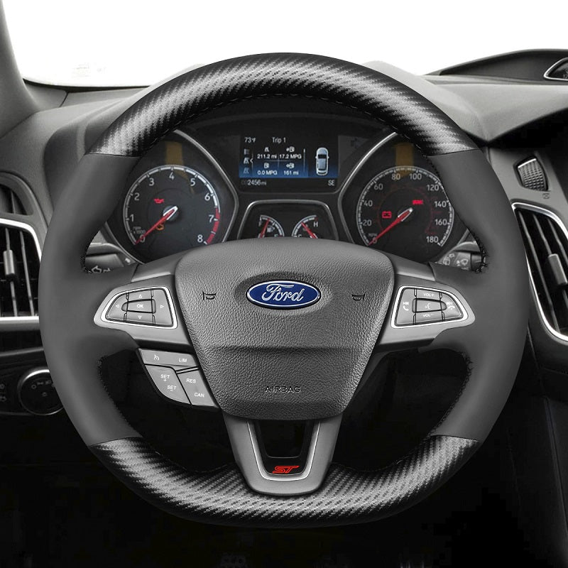 Mewant® Alcantara Car Steering Wheel Cover for Ford Focus ST 2015-2018 Focus RS 2016-2018 Ecosport ST-Line 2017-2023 Kuga ST-Line 2019