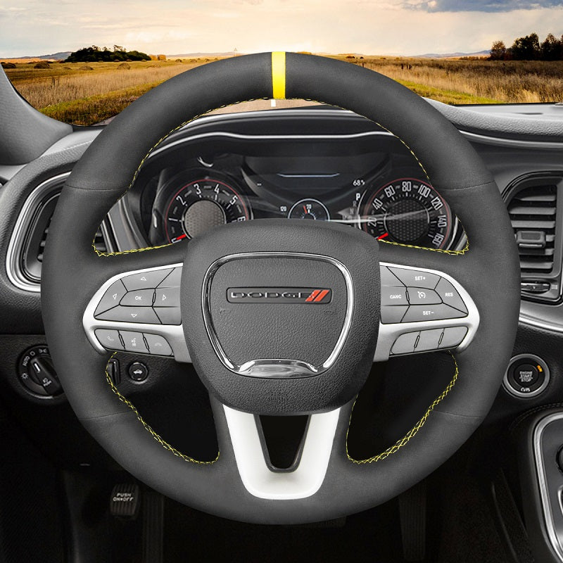 Mewant® Alcantara Car Steering Wheel Cover for Dodge Challenger 2015-2023 Charger 2015-2023 Durango 2018-2023