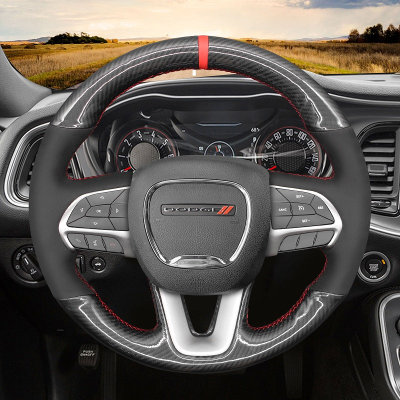 Mewant® Alcantara Car Steering Wheel Cover for Dodge Challenger 2015-2023 Charger 2015-2023 Durango 2018-2023