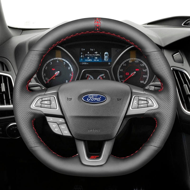 Mewant® Alcantara Car Steering Wheel Cover for Ford Focus ST 2015-2018 Focus RS 2016-2018 Ecosport ST-Line 2017-2023 Kuga ST-Line 2019