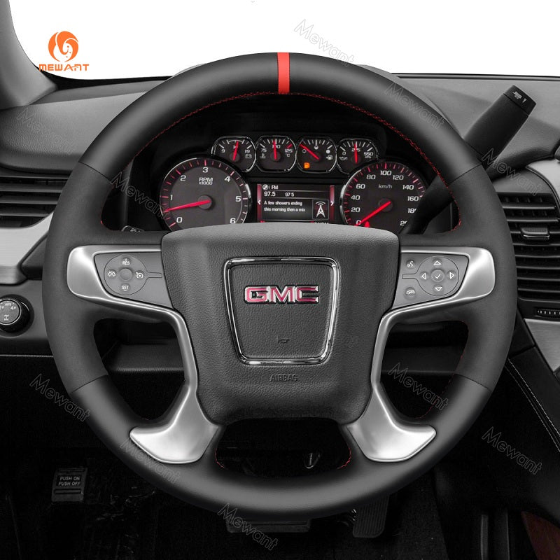 Mewant® Alcantara Car Steering Wheel Cover for GMC Sierra 1500 2014-2018 Sierra 2500 3500 2015-2019 Yukon 2015-2020
