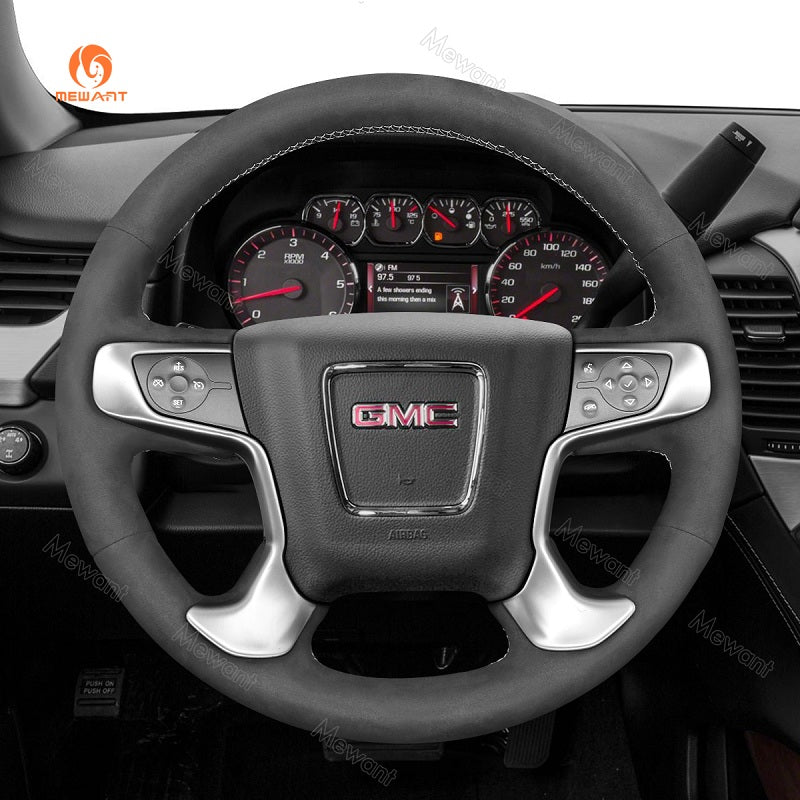 Mewant® Alcantara Car Steering Wheel Cover for GMC Sierra 1500 2014-2018 Sierra 2500 3500 2015-2019 Yukon 2015-2020