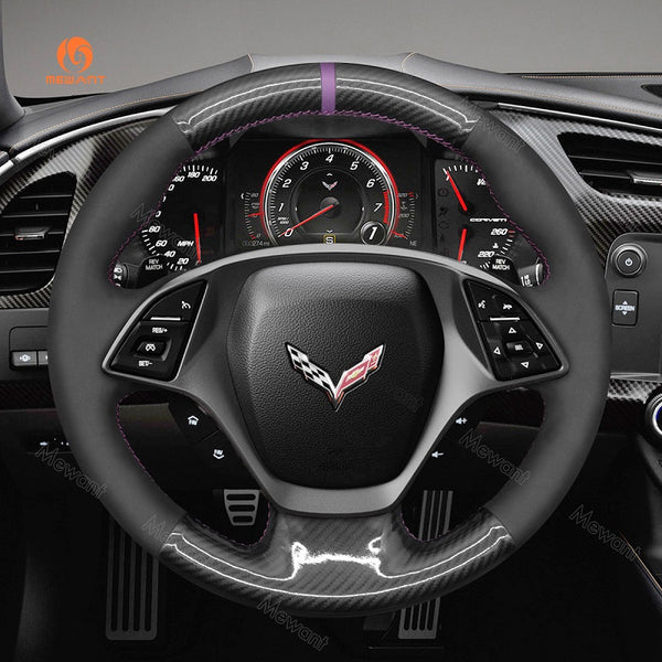 Mewant Car Steering Wheel Cover for Chevrolet (Chevy) Corvette C7 2014-2015 Steering Cover