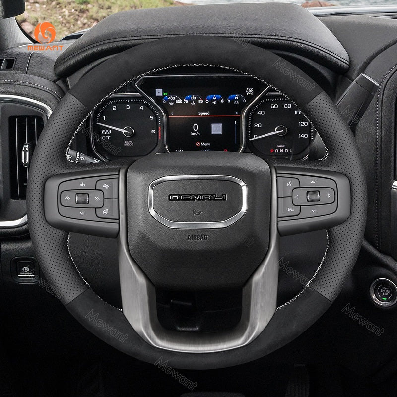 Mewant® Alcantara Car Steering Wheel Cover for GMC Sierra 1500 Sierra 1500 Limited Sierra 2500 Sierra 3500 Yukon (XL)