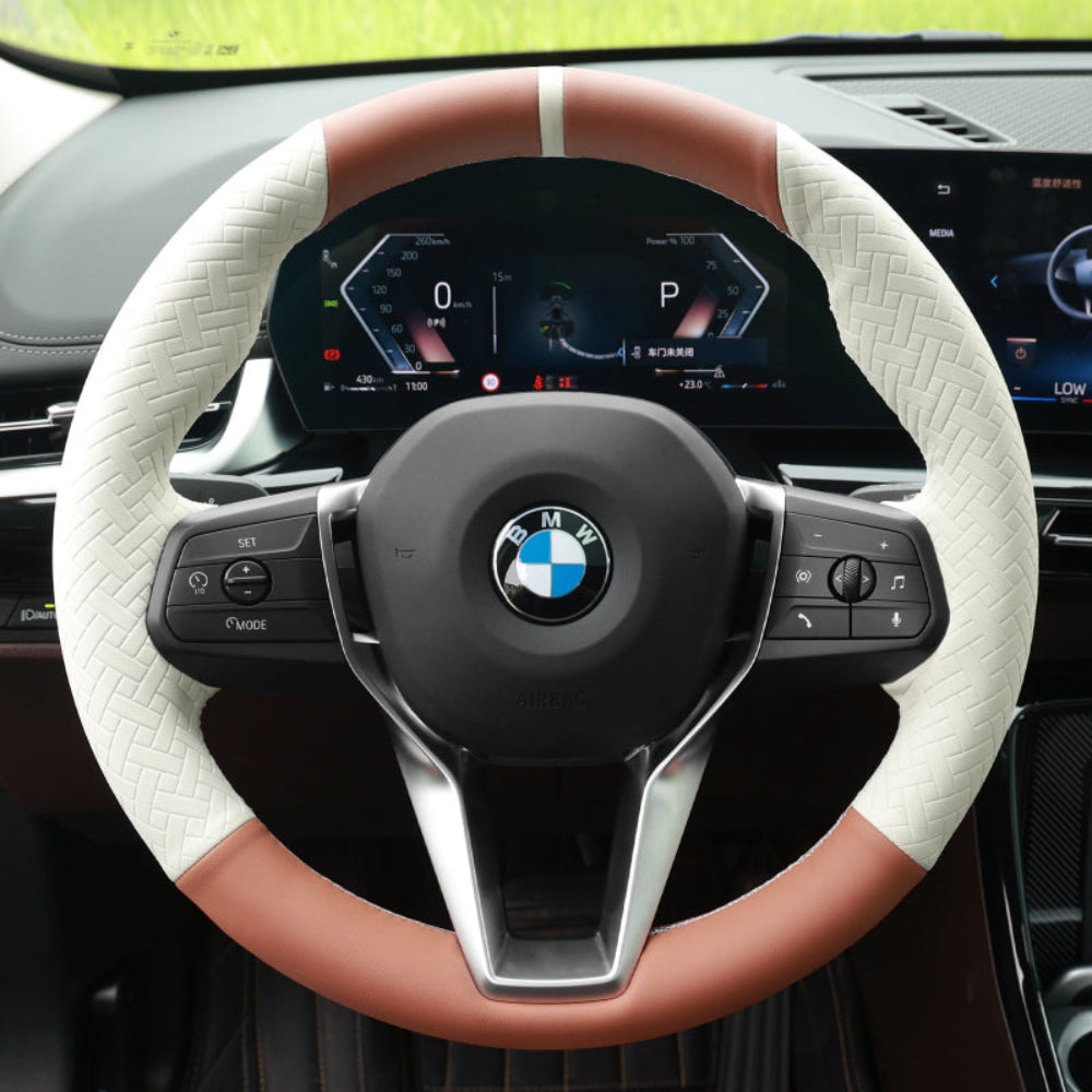 Mewant Car Steering Wheel Cover for 2 Series U06 (Active Tourer) 1 Series Hatchback X1 U11 iX1 X2 iX2 Steering Cover