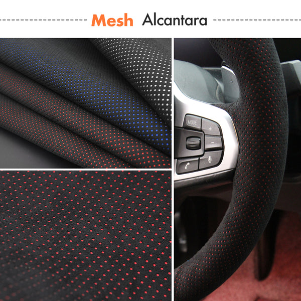 Mewant® Alcantara Car Steering Wheel Cover for Ford Focus ST 2015-2018 Focus RS 2016-2018 Ecosport ST-Line 2017-2023 Kuga ST-Line 2019