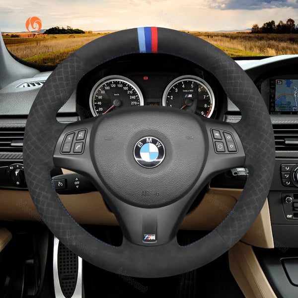 Mewant® Alcantara-Lenkradbezug für BMW 1er E87 (5-türige Schräghecklimousine) E81 (3-türige Schräghecklimousine) E82 (Coupé) E88 (Cabrio) M E82;3er E90 (Limousine) E91 (Touring) E92 (Coupe) E93 (Cabrio) X1 E84 M3 E90 M3 E92 M3 E93
