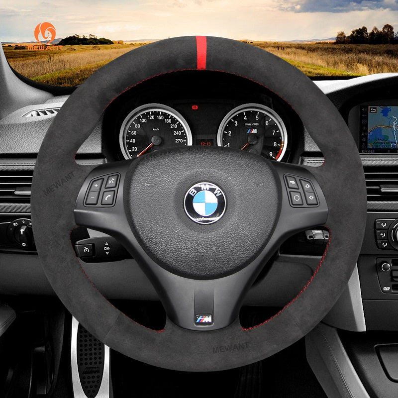 Mewant® Alcantara-Lenkradbezug für BMW 1er E87 (5-türige Schräghecklimousine) E81 (3-türige Schräghecklimousine) E82 (Coupé) E88 (Cabrio) M E82;3er E90 (Limousine) E91 (Touring) E92 (Coupe) E93 (Cabrio) X1 E84 M3 E90 M3 E92 M3 E93