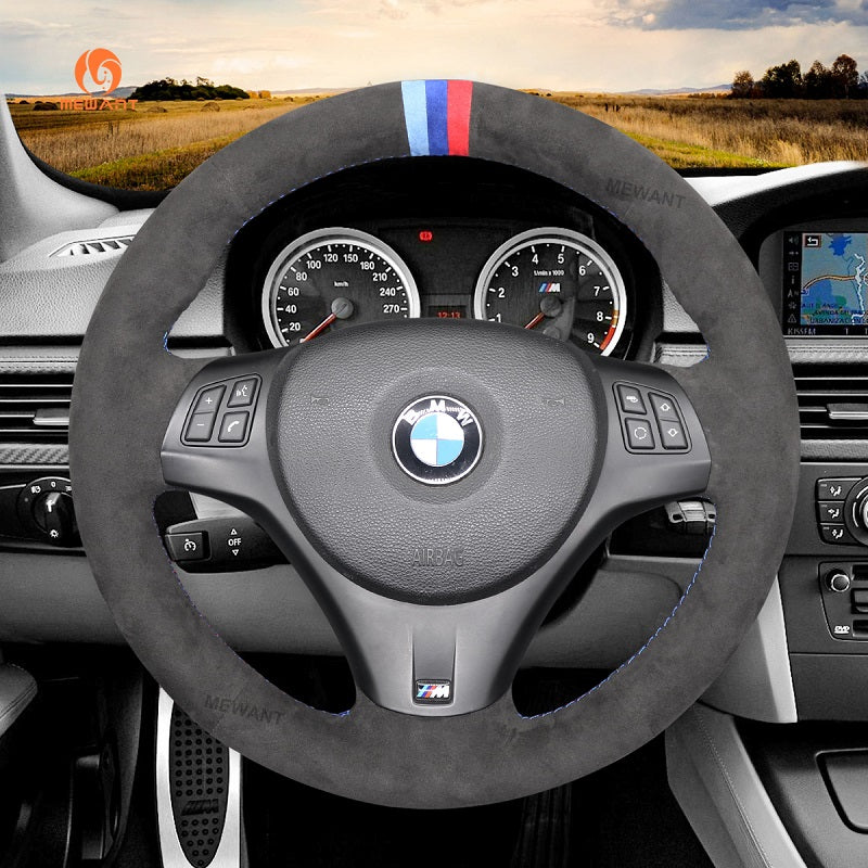 Mewant® Alcantara-Lenkradbezug für BMW 1er E87 (5-türige Schräghecklimousine) E81 (3-türige Schräghecklimousine) E82 (Coupé) E88 (Cabrio) M E82;3er E90 (Limousine) E91 (Touring) E92 (Coupe) E93 (Cabrio) X1 E84 M3 E90 M3 E92 M3 E93