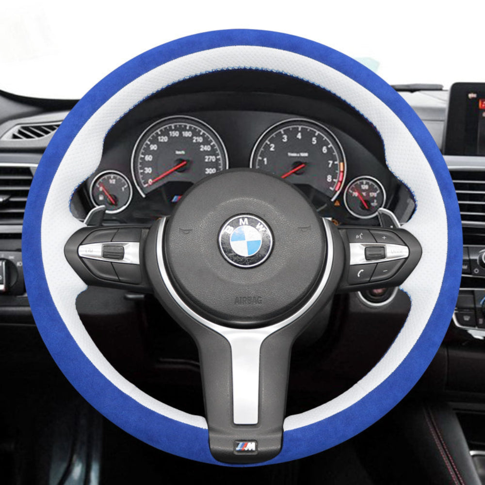 Funda de volante Mewant® Alcantara para BMW (M Sport) Serie 2 F22 F23/Serie 3 F30 F34/Serie 4 F32 F33 F36/Serie 5 F10 F07/Serie 6 F12 F13 F06/X2 F39/X3 F25/X4 F26/X5 F15/X6 F16