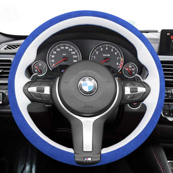 Funda de volante Mewant® Alcantara para BMW (M Sport) Serie 2 F22 F23/Serie 3 F30 F34/Serie 4 F32 F33 F36/Serie 5 F10 F07/Serie 6 F12 F13 F06/X2 F39/X3 F25/X4 F26/X5 F15/X6 F16