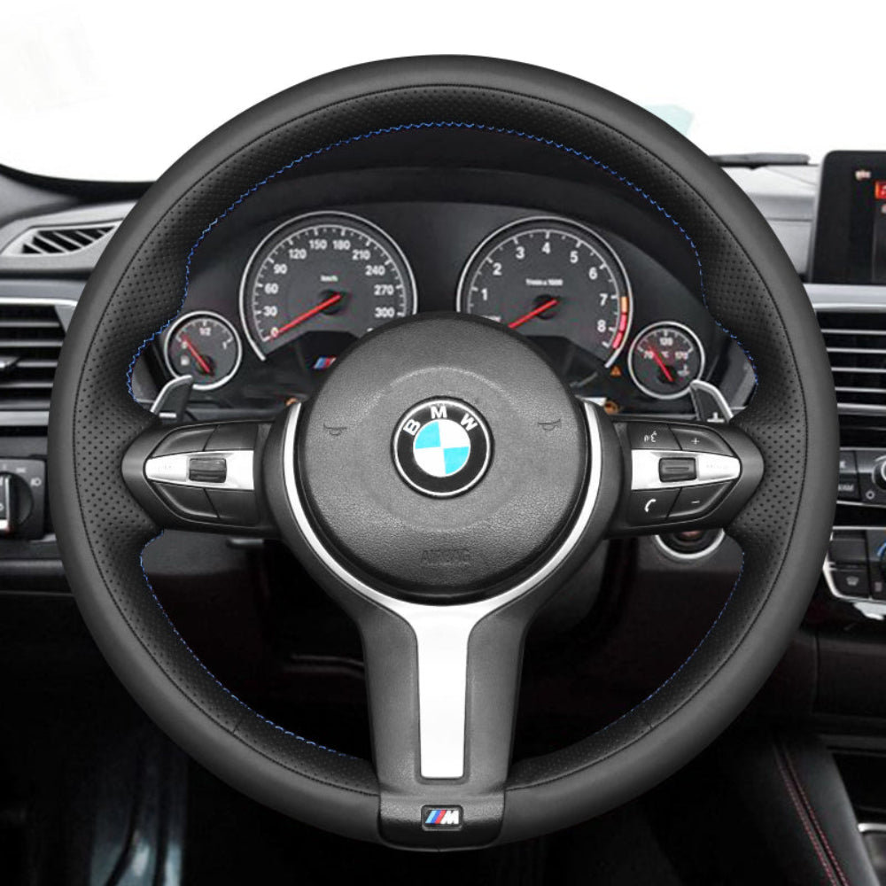 Funda de volante Mewant® Alcantara para BMW (M Sport) Serie 2 F22 F23/Serie 3 F30 F34/Serie 4 F32 F33 F36/Serie 5 F10 F07/Serie 6 F12 F13 F06/X2 F39/X3 F25/X4 F26/X5 F15/X6 F16