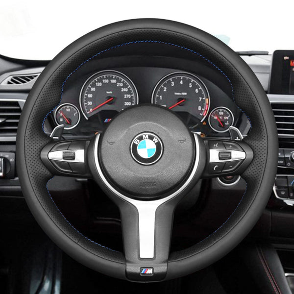 Funda de volante Mewant® Alcantara para BMW (M Sport) Serie 2 F22 F23/Serie 3 F30 F34/Serie 4 F32 F33 F36/Serie 5 F10 F07/Serie 6 F12 F13 F06/X2 F39/X3 F25/X4 F26/X5 F15/X6 F16