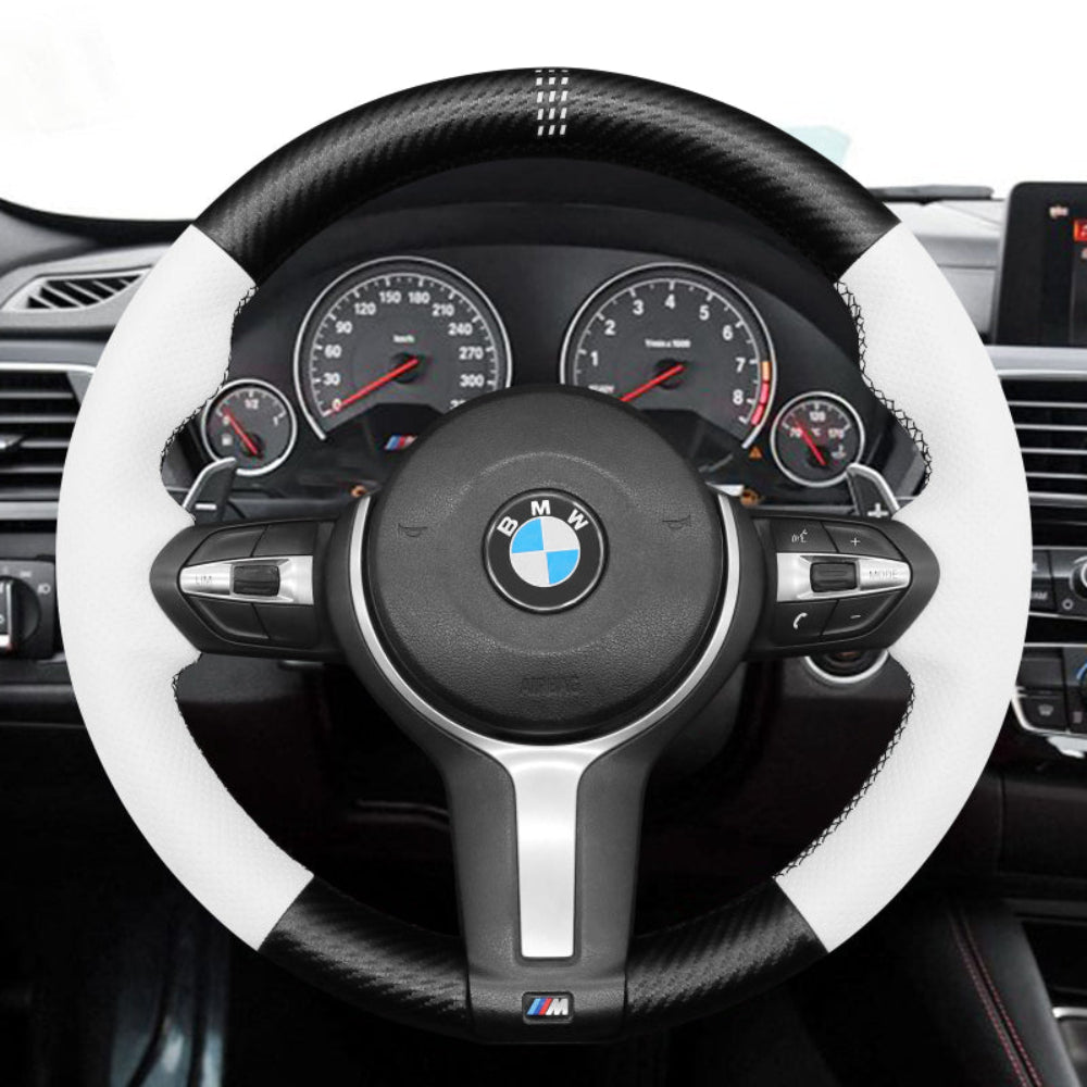 Funda de volante Mewant® Alcantara para BMW (M Sport) Serie 2 F22 F23/Serie 3 F30 F34/Serie 4 F32 F33 F36/Serie 5 F10 F07/Serie 6 F12 F13 F06/X2 F39/X3 F25/X4 F26/X5 F15/X6 F16