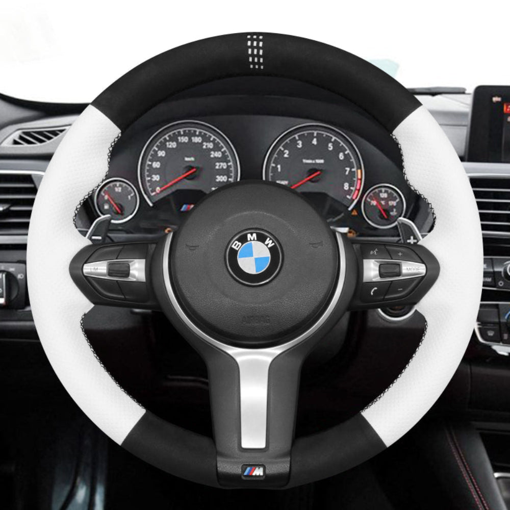 Funda de volante Mewant® Alcantara para BMW (M Sport) Serie 2 F22 F23/Serie 3 F30 F34/Serie 4 F32 F33 F36/Serie 5 F10 F07/Serie 6 F12 F13 F06/X2 F39/X3 F25/X4 F26/X5 F15/X6 F16