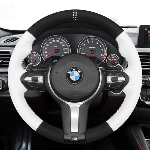 Funda de volante Mewant® Alcantara para BMW (M Sport) Serie 2 F22 F23/Serie 3 F30 F34/Serie 4 F32 F33 F36/Serie 5 F10 F07/Serie 6 F12 F13 F06/X2 F39/X3 F25/X4 F26/X5 F15/X6 F16
