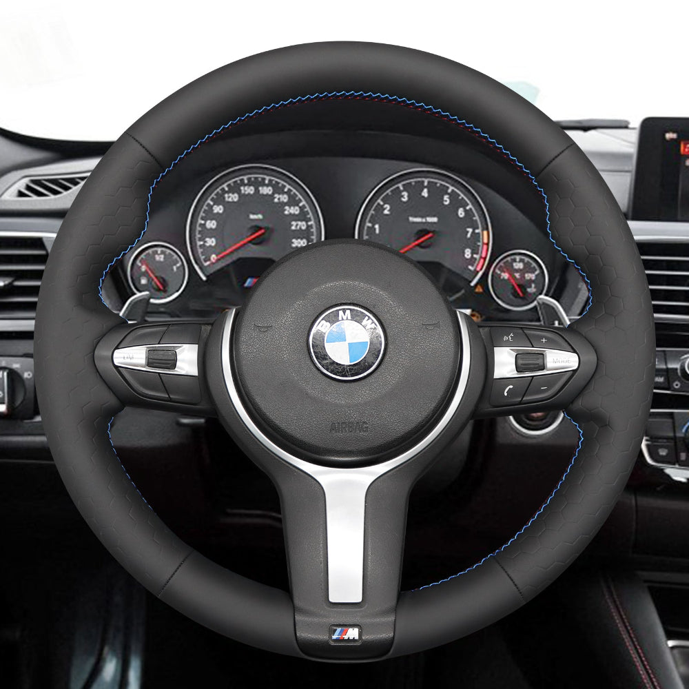 Funda de volante Mewant® Alcantara para BMW (M Sport) Serie 2 F22 F23/Serie 3 F30 F34/Serie 4 F32 F33 F36/Serie 5 F10 F07/Serie 6 F12 F13 F06/X2 F39/X3 F25/X4 F26/X5 F15/X6 F16